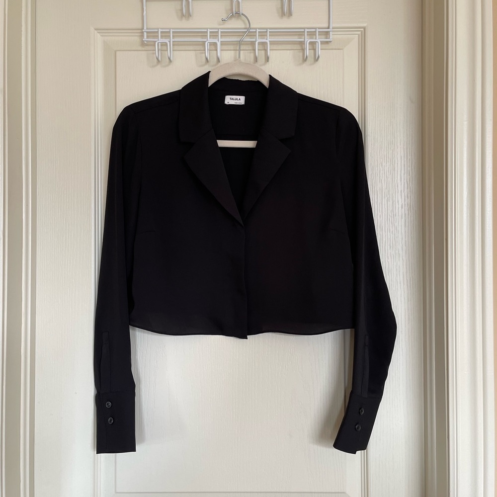 Talula cropped satin button up
